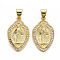 Brass Micro Pave Cubic Zirconia Pendants, Nickel Free, Virgin, Real 16K Gold Plated, 22.5x13.5x2.5mm, Hole: 3x5mm