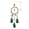 Christmas Theme Glass Beaded & Alloy Enamel Charm Hanging Ornaments, Polycotton Christmas Tree Tassel Pendant Decorations, Golden, 312mm