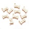 Brass Charms, Bone with Word I Love My Dog, Nickel Free, Real 18K Gold Plated, 12x8.5x1.5mm, Hole: 0.5mm