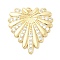 Brass Micro Pave Cubic Zirconia Pendants, Heart Charms, Long-Lasting Plated, Rack Plating, Lead Free & Cadmium Free, with Jump Ring, Real 18K Gold Plated, 41x39.5x3.5mm, Hole: 3mm