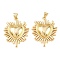 Brass Pendants, Heart Charms, Long-Lasting, Rack Plating, Lead Free & Cadmium Free, Real 18K Gold Plated, 30x25x4mm, Hole: 4.5x3mm
