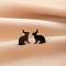 Stainless Steel Small Animal Stud Earrings for Women, Black, Left and Right, Rabbit, 60x40mm