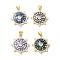 Sun with Heart Brass Micro Pave Cubic Zirconia Pendants, with Enamel & Shell, Long-Lasting Plated, Lead Free & Cadmium Free, Real 18K Gold Plated, Mixed Color, 25x22x3mm, Hole: 4x5mm