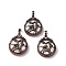 Synthetic Howlite Pendants, Flat Round Brass Charms, Lead Free & Cadmium Free, 34.5x27x8mm, Hole: 6.5x5mm