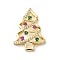 Brass Micro Pave Cubic Zirconia Pendants, Christmas Tree Charms, Rack Plating, Long-Lasting Plated, Cadmium Free & Lead Free, Real 18K Gold Plated, 25.5x19x5mm, Hole: 5.5x2mm