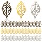 75Pcs 3 Colors Leaf Iron Pendants, Filigree Pendants, Etched Metal Embellishments, Mixed Color, 23~23.5x13~14x0.3~0.4mm, Hole: 0.5~1mm, 25pcs/color