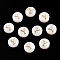 Natural Freshwater Shell Beads, with Golden Plated Brass Etched Metal Embellishments, Flat Round with Letter, Letter Y, 7.5~8x4~5mm, Hole: 0.8mm