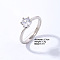 Flat Round Platinum Brass Adjustable Ring with Cubic Zirconia, Inner Diameter: 17mm