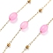Natural Dyed Jade & 304 Stainless Steel Beads Link Chains, with 316 Stainless Steel Chains, Ion Plating(IP), Soldered, Oval, with Spool, 6x4.5mm