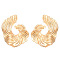 Alloy Stud Earrings, Textured Nuggets, Golden, 38x31mm