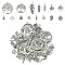 60pcs 15 Styles Tibetan Style Alloy Charms, Mixed Shapes, Antique Silver, 14~40x5~30x1~2mm, Hole: 1~2.5mm, 4pcs/style