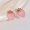 Alloy Resin Pendants, Strawberry, Golden, Pearl Pink, 26x18x6mm, Hole: 1.8mm