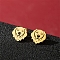 Stainless Steel Stud Earrings, Dog Shape, Golden, 13mm