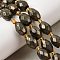 Natural Pyrite Beads Strands, with Seed Beads, Faceted, Oval, 12x9mm, Hole: 1mm, about 13pcs/strand, 7.68''~7.87''(19.5~20cm)