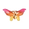 Gradient Color Resin Pendants, With Golden Iron Findings, Butterfly, Magenta, 26x50.5x3.5mm, Hole: 1.5mm