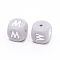 Silicone Beads, Cube with Letter.M, Gray, 12x12x12mm, Hole: 2mm