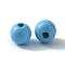 Wood Beads, Dyed, Round, Light Sky Blue, 11.5x10.5mm, Hole: 3.5mm
