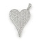 Brass Micro Pave Cubic Zirconia Pendants, Heart, Long-Lasting Plated, Cadmium Free & Lead Free, Rack Plating, Platinum, 42x29x3.5mm, Hole: 5.3mm
