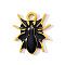 304 Stainless Steel Enamel Pendants, Spider Charms, Ion Plating(IP), Real 18K Gold Plated, Black, 15x14mm