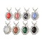 Synthetic Mixed Gemstone Pendants, with Platinum Tone Alloy Findings, Deer Charms, 56x33x4mm, Hole: 5x8mm