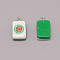 Resin Pendants, with Iron Finding, Imitation Mahjong Tiles, Green, Rectangle, Colorful, 19.5~20.5x11.5x7~7.5mm, Hole: 2mm