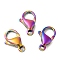 Ion Plating(IP) 304 Stainless Steel Lobster Claw Clasps, Parrot Trigger Clasps, Rainbow Color, 10x6x3mm, Hole: 1.2mm