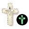 Luminous Alloy Resin Pendants, Glow in the Dark, Glass Cross Charms, Yellow Green, 29x21x5.5mm, Hole: 1.5mm
