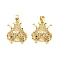 Brass Micro Pave Cubic Zirconia Pendants, Cadmium Free & Lead Free, Ladybug, Real 18K Gold Plated, 17x15x5mm, Hole: 5x2.5mm