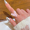 Heart Brass with Acrylic Finger Rings for Women, Golden, Pink, Heart: 21x20mm, Inner Diameter: 18mm