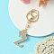 Golden Alloy Rhinestone Keychain, with Alloy Clasp and Iron Rings, Letter Z, 10cm, Pendant: 42mm