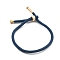 Cotton Cord Bracelets, with Brass Finding, Long-Lasting Plated, Real 24K Gold Plated, Marine Blue, 8-1/2 inch(21.5cm)~9 inch(23cm)