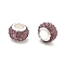 Rondelle Polymer Clay European Beads, Large Hole Beads, with Rhinestone & Alloy Core, Plum, 11.5x7.5mm, Hole: 5mm