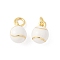 Brass Enamel Pendants, Balls, Rack Plating, Cadmium Free & Lead Free, Long-Lasting Plated, Real 18K Gold Plated, Round, with Jump Ring, Tennis, 10x6.5~7mm, Hole: 3mm