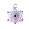 Beaded Star Eye Charms, Loom Pattern Glass Seed Beads Pendants, with Lampwork, Jump Rings, Plum, 17.5x15.5x8.5mm, Hole: 2.5mm