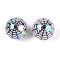 UV Plating Opaque Acrylic Beads, Iridescent, Round with Ppider Web, WhiteSmoke, 15.5~15.9x15~15.2mm, Hole: 2.8mm