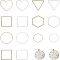 OLYCRAFT 240PCS Brass Hollow Pendant Links, Open Bezel Connectors Square Hexagon Heart Ring Triangle Linking Rings For DIY UV Resin Jewelry Making - Silver & Gold