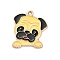 Animal Puppy Alloy Enamel Pendants, Golden, Pug Dog Charm, Gold, 22.5x20x1mm, Hole: 1.6mm