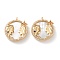 Real 18K Gold Plated Brass Micro Pave Clear Cubic Zirconia Pendants, with Shell, Long-Lasting Plated, Flat Round with Constellation, Gemini, 21x18x3mm, Hole: 1.8mm