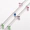 304 Stainless Steel Charm Anklets, with Enamel Charms, Flat Round, Platinum, Mixed Color, 10-5/8 inch(270mm), 2mm