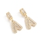 Brass Micro Pave Cubic Zirconia Pendants, Long-Lasting Plated, Letter, Clear, Letter.A, 33.5mm, Hole: 6.5x9mm, Letter.A: 20x16x3.5mm