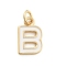 Rack Plating Brass Pendants, with Enamel and Jump Ring, Cadmium Free & Lead Free, Long-Lasting Plated, Real 18K Gold Plated, Letter, Letter B, 11x12x1mm, Hole: 2.5mm