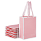 Folding Paper Gift Bags with Handle, Rectangle, Pink, 5.8x12x16cm