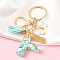 Resin & Acrylic Keychain, with Tassel Pendant and Iron Findings, Letter F, 10cm, pendant: 26~42mm.