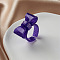 Bowknot Resin Cuff Rings for Women, with Glitter Powder, Indian Red, Inner Diameter: 18mm