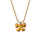 304 Stainless Steel Pendant Fashion Collarbone Necklaces, Golden, Bowknot, 15.75 inch(40cm)