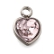 304 Stainless Steel with Rhinestone Pendants, Heart, Light Peach, 9.5x6.5x4.5mm, Hole: 1.6mm