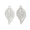 201 Stainless Steel Pendants, Leaf, Stainless Steel Color, 19x9.5x0.3mm, Hole: 1.2mm