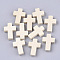 Wooden Pendants, Cross, Linen, 21~22x14~15x4~5mm, Hole: 1.8mm