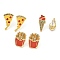 Pizza French Fries Ice Cream Alloy Rhinestone Stud Earrings, Food Enamel Earrings for Women, Golden, 17~20x8~12mm, 3pairs/set