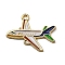 Alloy Enamel Pendant, White, Aircraft, Golden, 20x25.5x1.5mm, Hole: 1.6mm